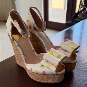 Palter Deliso vintage retro pinup  Polka Dot Wedges 37